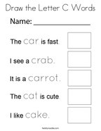 Draw the Letter C Words Coloring Page