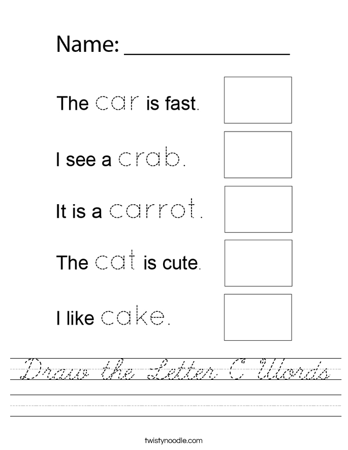 Draw the Letter C Words Worksheet