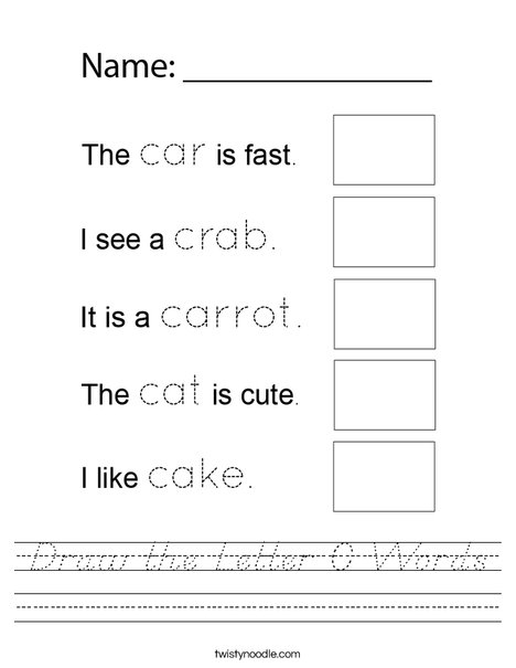 Draw the Letter C Words Worksheet