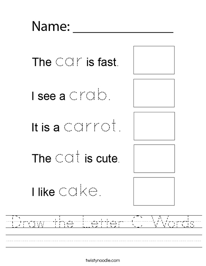Draw the Letter C Words Worksheet