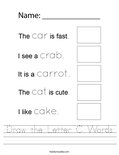 Draw the Letter C Words Worksheet