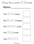 Draw the Letter D Words Coloring Page