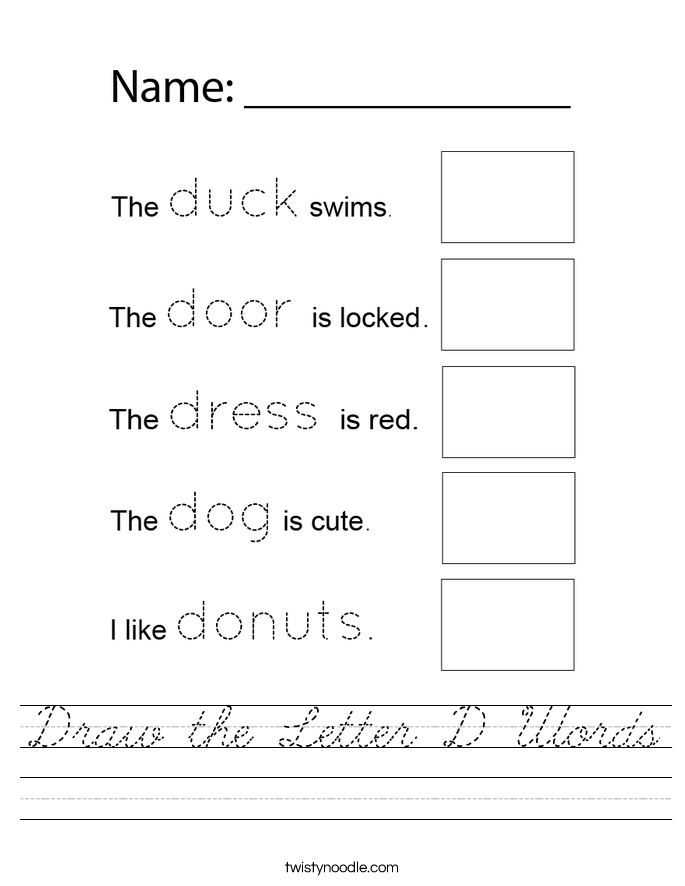 Draw the Letter D Words Worksheet
