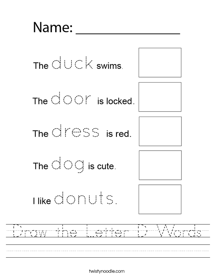 Draw the Letter D Words Worksheet