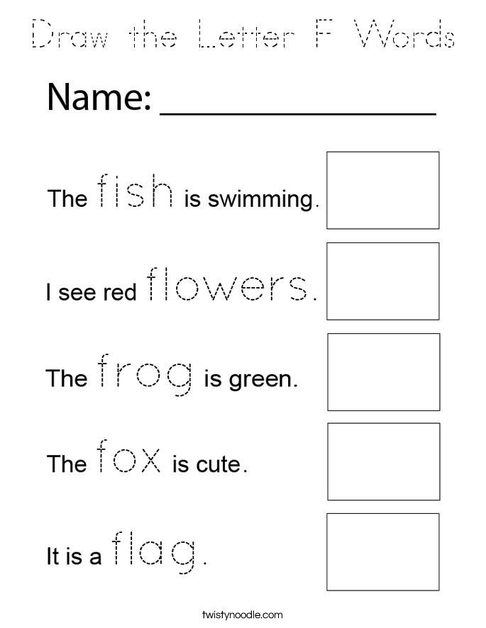 Draw the Letter F Words Coloring Page