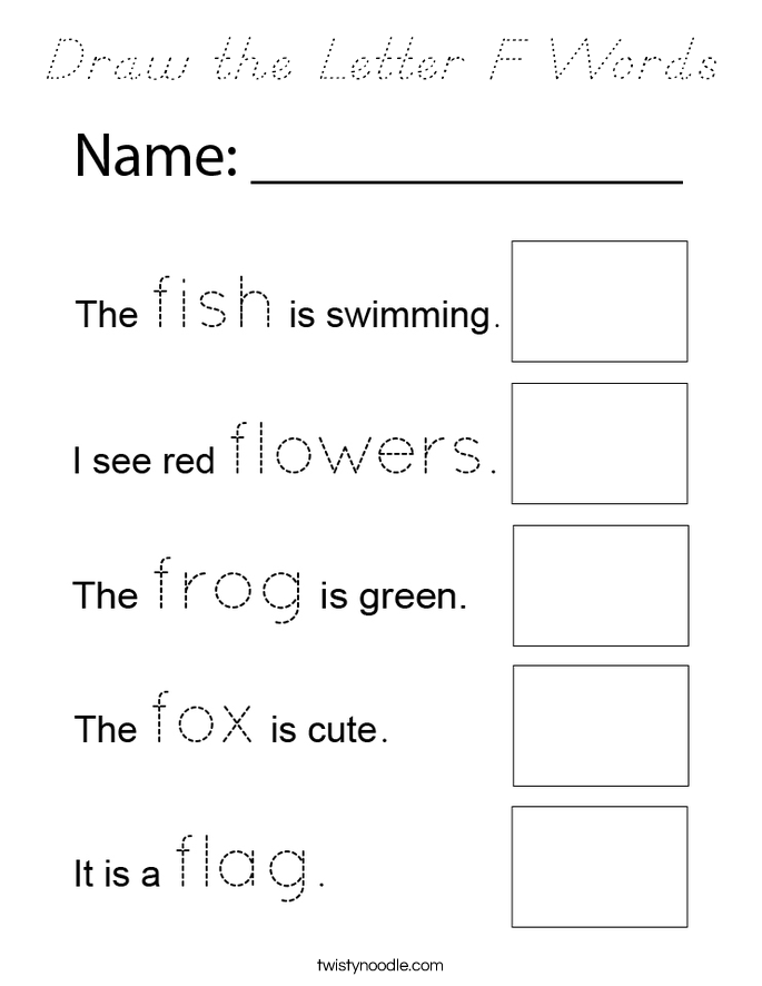 Draw the Letter F Words Coloring Page