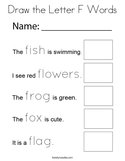 Draw the Letter F Words Coloring Page