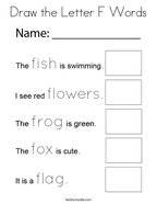 Draw the Letter F Words Coloring Page