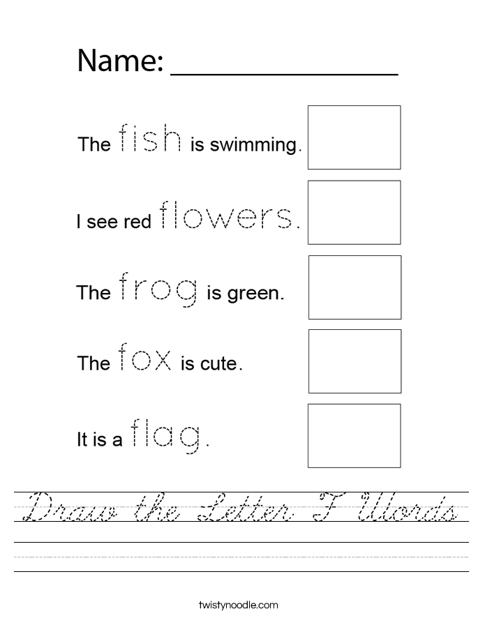 Draw the Letter F Words Worksheet