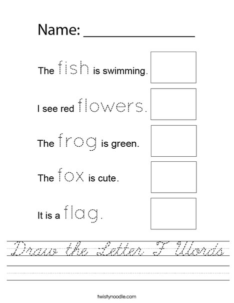 Draw the Letter F Words Worksheet