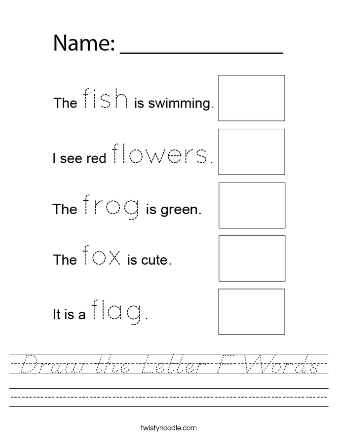 Draw the Letter F Words Worksheet