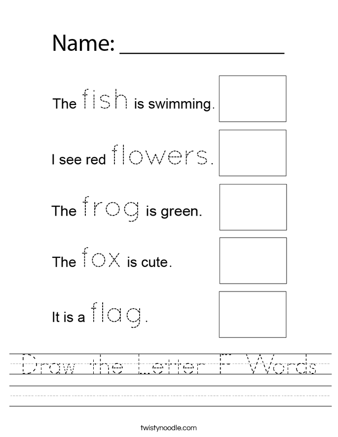 Draw the Letter F Words Worksheet