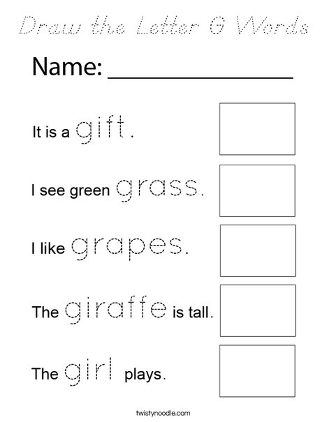 Draw the Letter G Pictures Coloring Page