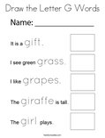 Draw the Letter G Words Coloring Page