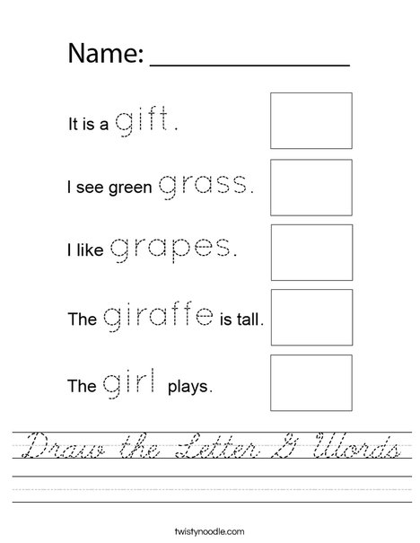 Draw the Letter G Pictures Worksheet