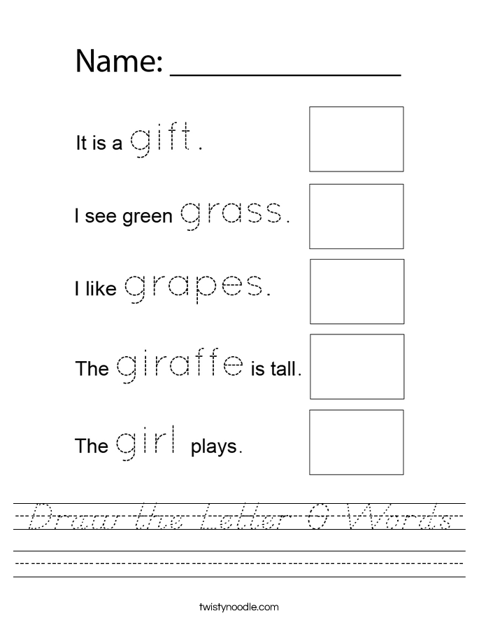 Draw the Letter G Words Worksheet
