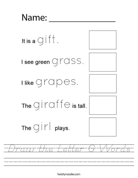 Draw the Letter G Pictures Worksheet
