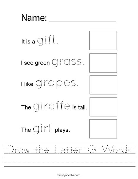 Draw the Letter G Pictures Worksheet