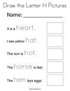 Draw the Letter H Pictures Coloring Page