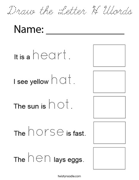 Draw the Letter H Pictures Coloring Page