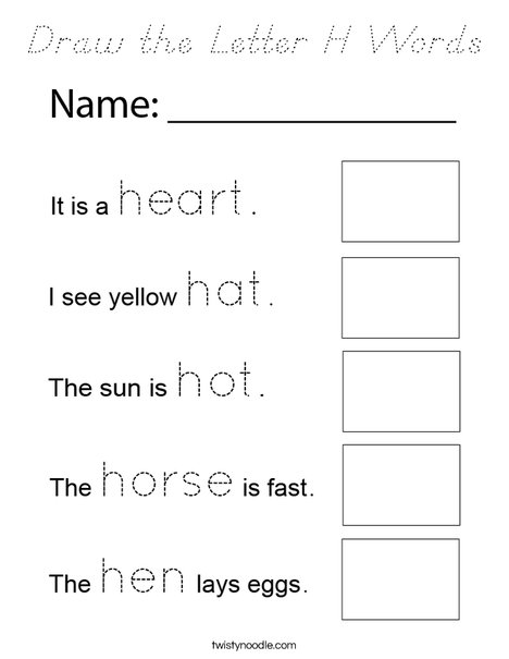 Draw the Letter H Pictures Coloring Page