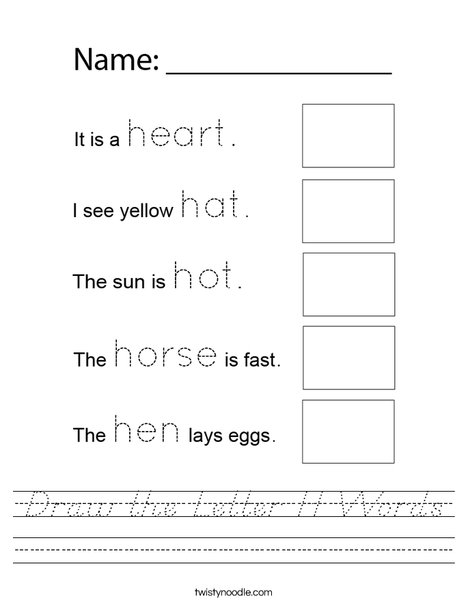 Draw the Letter H Pictures Worksheet