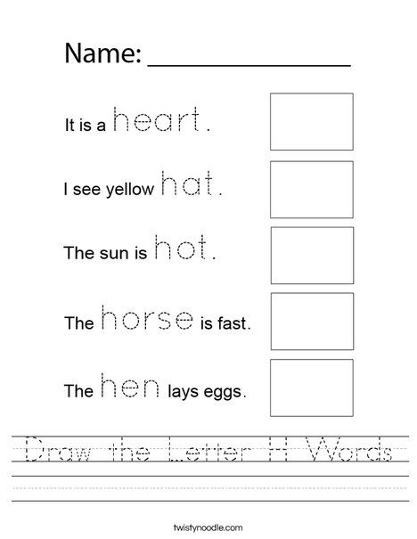 Draw the Letter H Pictures Worksheet