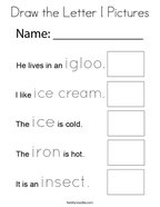 Draw the Letter I Pictures Coloring Page
