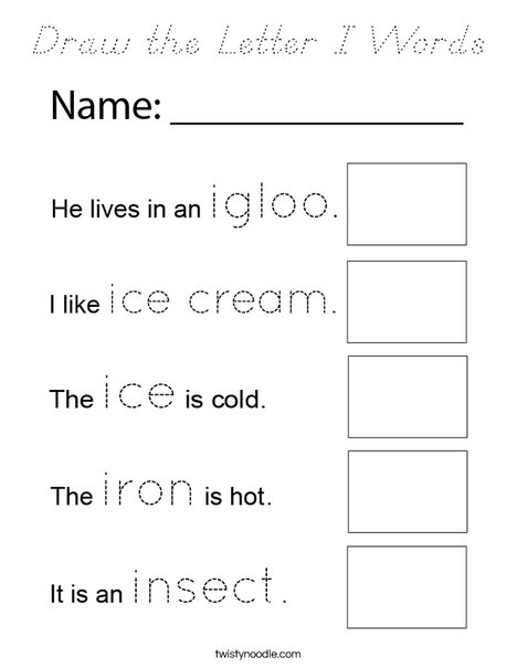 Draw the Letter I Pictures Coloring Page