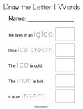 Draw the Letter I Words Coloring Page