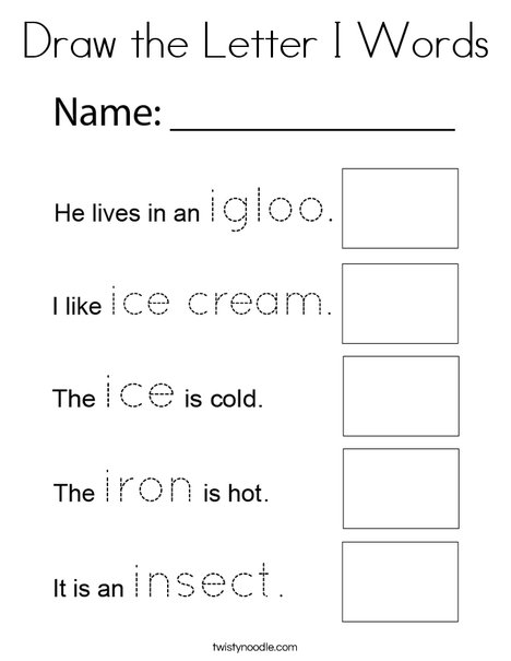 Draw the Letter I Pictures Coloring Page