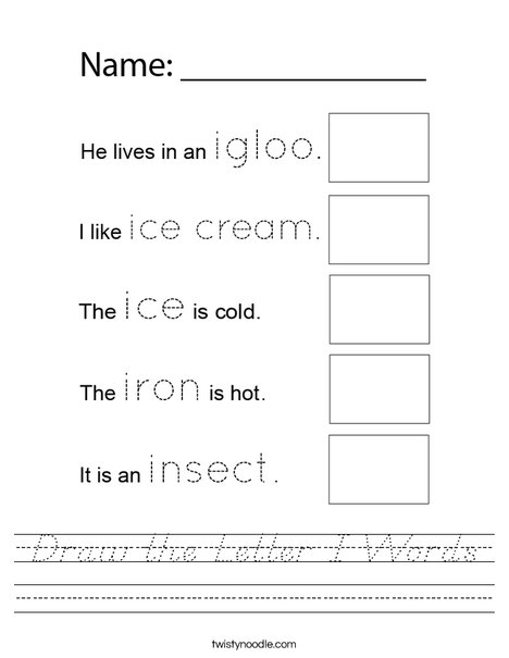 Draw the Letter I Pictures Worksheet