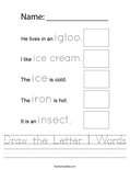 Draw the Letter I Words Worksheet