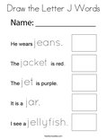 Draw the Letter J Words Coloring Page