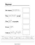 Draw the Letter J Words Worksheet
