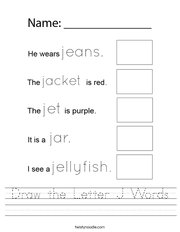 Draw the Letter J Words Handwriting Sheet