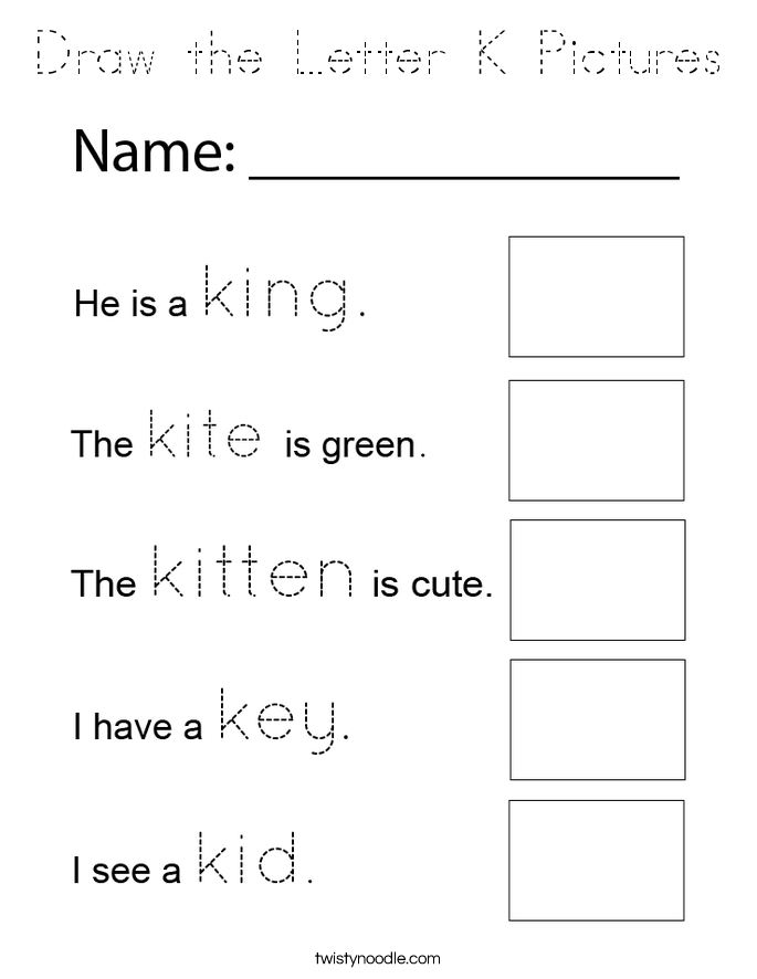 Draw the Letter K Pictures Coloring Page