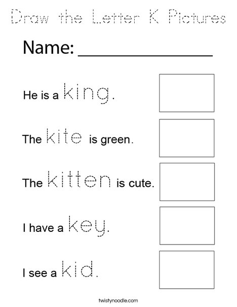Draw the Letter K Pictures Coloring Page