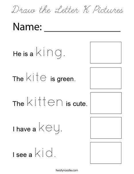 Draw the Letter K Pictures Coloring Page