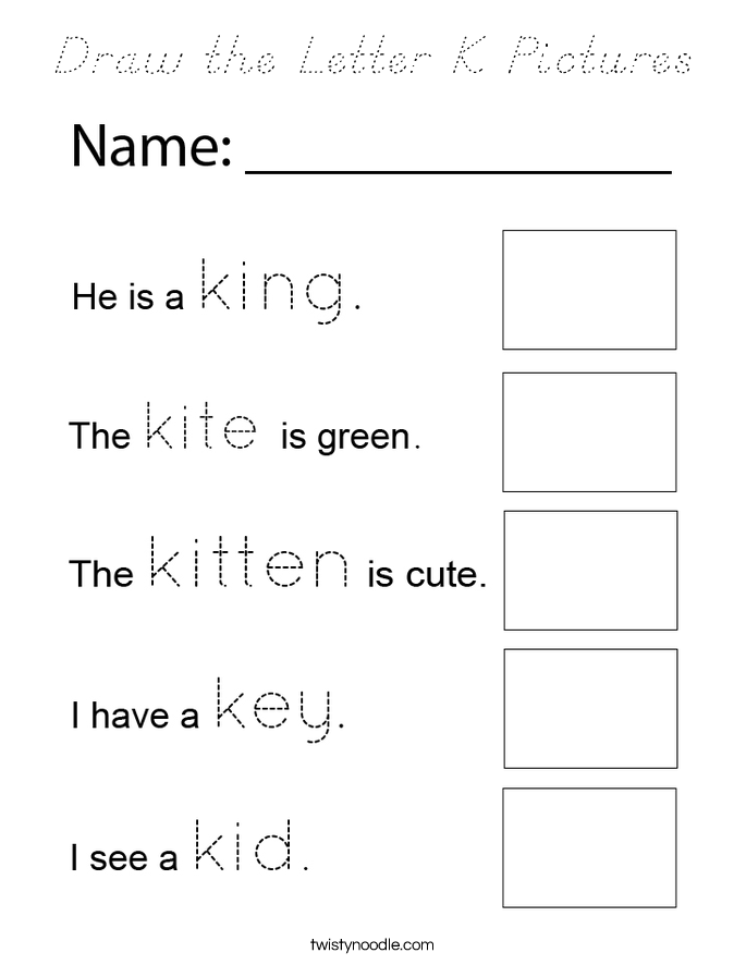 Draw the Letter K Pictures Coloring Page