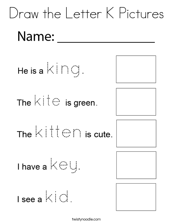 Draw the Letter K Pictures Coloring Page