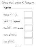 Draw the Letter K Pictures Coloring Page