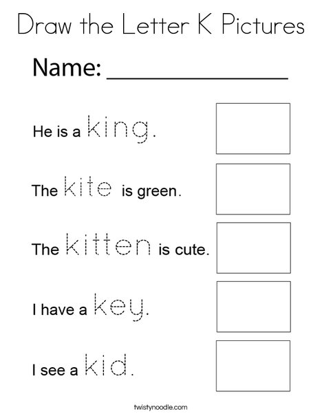 Draw the Letter K Pictures Coloring Page