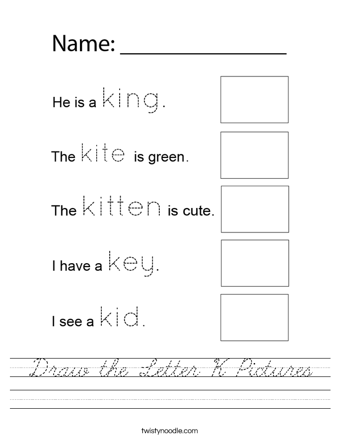 Draw the Letter K Pictures Worksheet