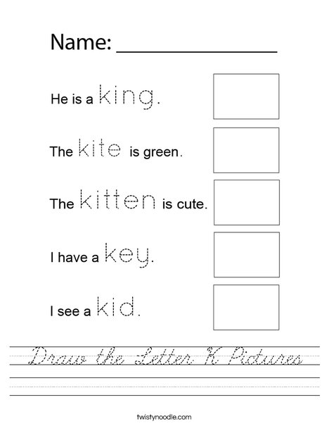 Draw the Letter K Pictures Worksheet