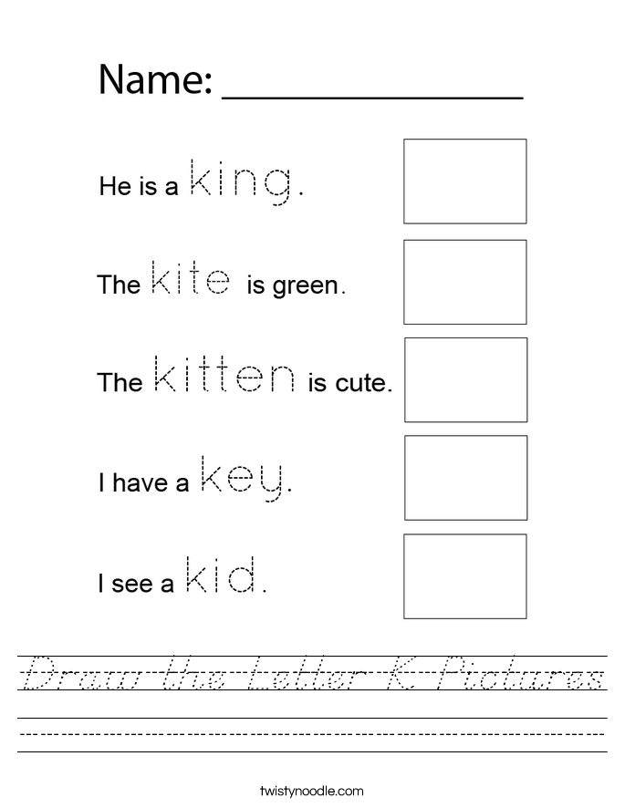 Draw the Letter K Pictures Worksheet
