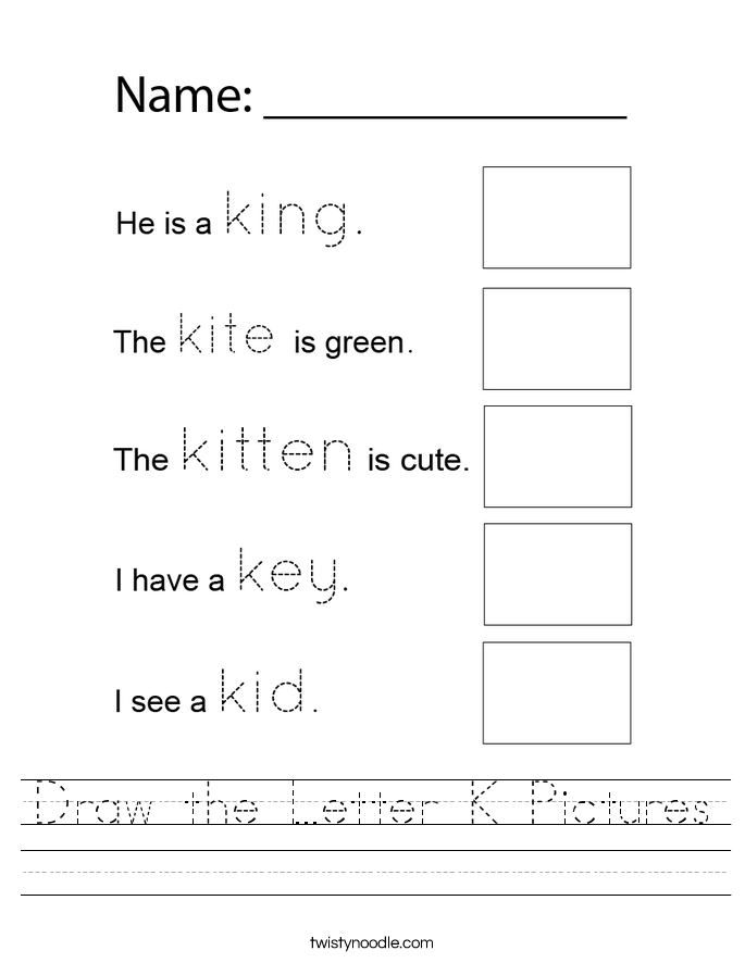 Draw the Letter K Pictures Worksheet