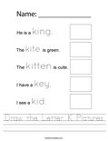 Draw the Letter K Pictures Worksheet