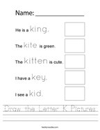Draw the Letter K Pictures Handwriting Sheet