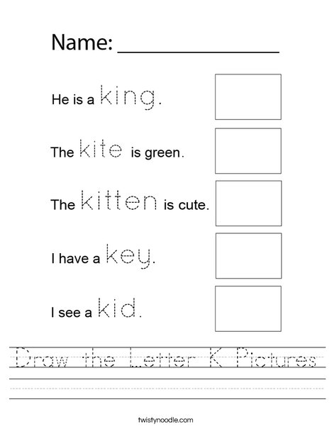 Draw the Letter K Pictures Worksheet